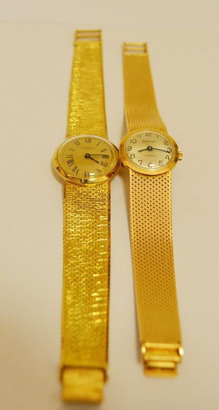Orologio da polso per signore, RICHON, con cassa e bracciale in oro giallo, e orologio da polso per signora, CHOPARD, con cassa e bracciale in oro giallo, tot. g 77