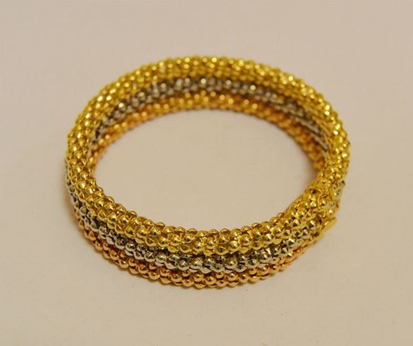 Bracciale in oro a tre colori, g 40,5