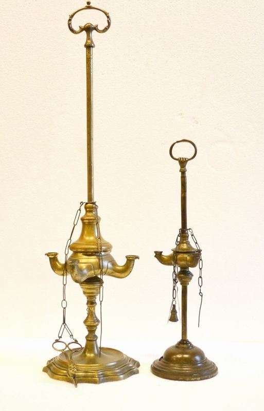 Due lucerne fiorentine, alt. cm 39,5 e cm 62  - Asta Gioielli,  Argenti, Mobili, Oggetti d'arte e Dipinti - Poggio Bracciolini Casa d'Aste
