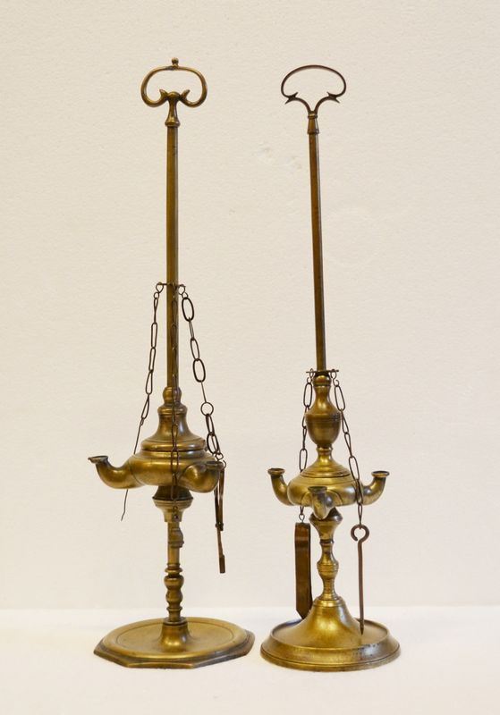 Due lucerne fiorentine, alt. cm 51 e cm 52,5  - Asta Gioielli,  Argenti, Mobili, Oggetti d'arte e Dipinti - Poggio Bracciolini Casa d'Aste