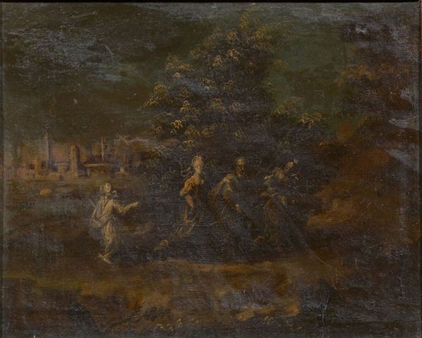 Scuola emiliana, sec. XVIII   LOTH E LE FIGLIE    olio su tela, cm 32X40
