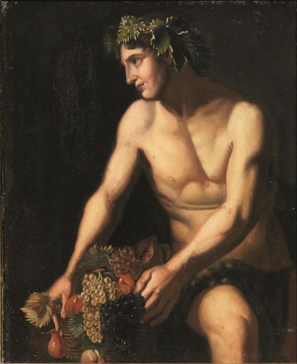 Maniera della pittura caravaggesca   BACCO  olio su tela, cm 81,5x65