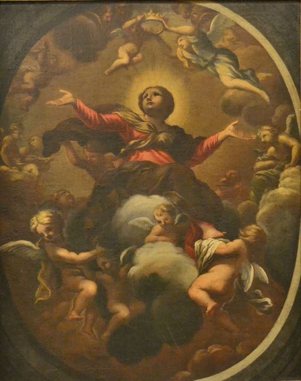 Scuola italiana, sec. XVIII   VERGINE   olio su tela, cm 106x83    rintelato