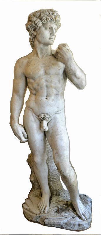 Riproduzione del DAVID, sec. XX, in marmo, alt. cm 190