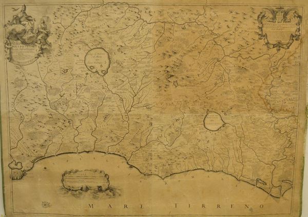 Carta geografica riportata su tela, sec. XVII   PATRIMONIO DI SAN PIETRO   cm 89x118