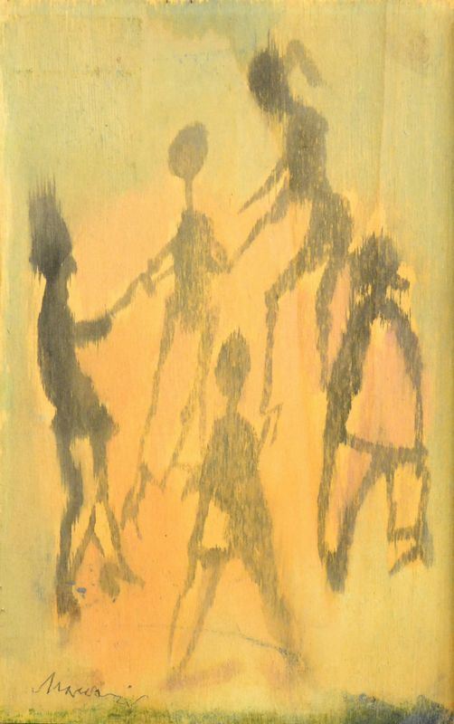 Mino Maccari  ( Siena 1898-Roma 1989 )   BALLERINE   olio su tavoletta, cm 30x40
