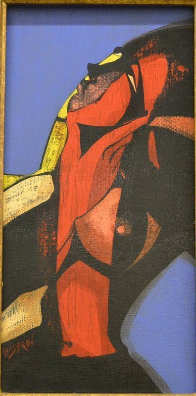 Alfio Rapisardi   ( Firenze 1929 )   SOGGETTO ASTRATTO   olio su tela, cm 30x58