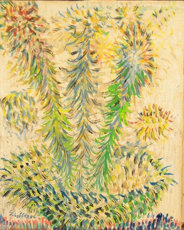 Silvio Loffredo   (Parigi 1920 )   FIORI   olio su tela, cm 50x60