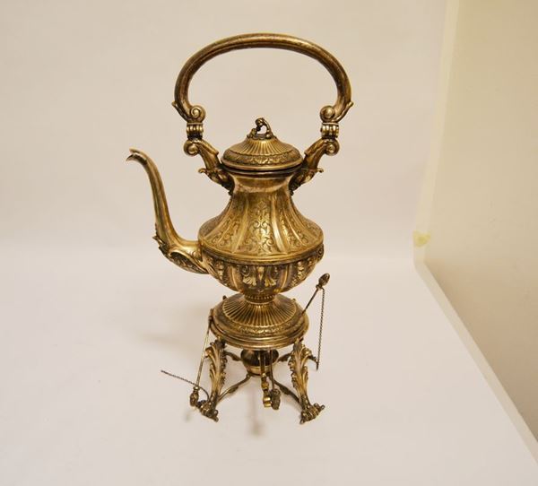 Samovar in argento inciso, inizi sec. XX, g 1790