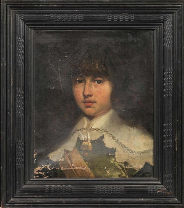 Da Giusto Sustermans  RITRATTO DEL FIGLIO DI FEDERICO III  olio su tela, cm 48x38,5   alcuni danni  Copia dall'originale di Sustermans, Galleria degli Uffizi, Firenze