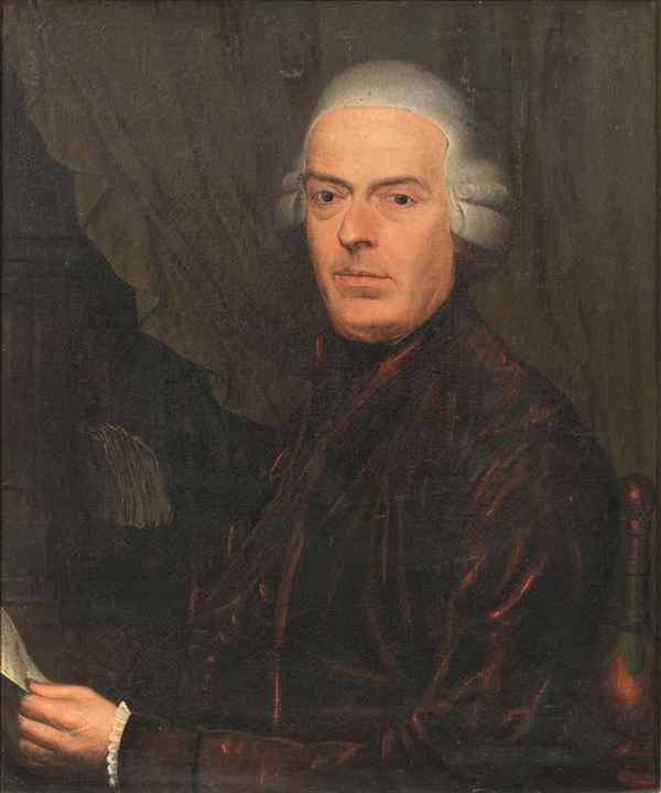 Scuola napoletana, sec. XVIII   RITRATTO DI GENTILUOMO   olio su tela, cm 76x63