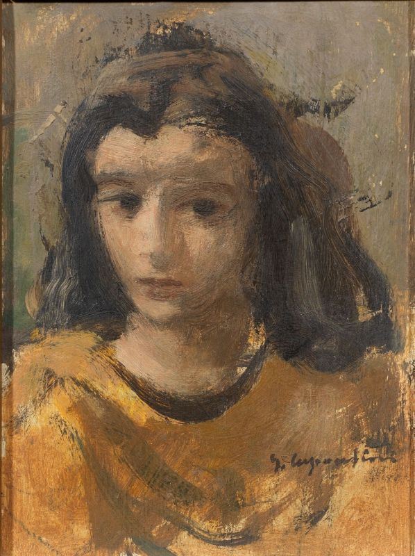 Ugo Capocchini   (Barberino Val d'Elsa 1901 - Firenze 1980)  VOLTO FEMMINILE   olio su cartone, cm 23x17   firmato