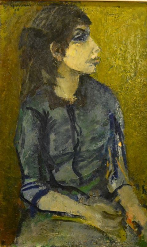 Ugo Capocchini   (Barberino Val d'Elsa 1901 - Firenze 1980)   RITRATTO DI FANCIULLA   olio su tela, cm 80x50   firmato e datato 35