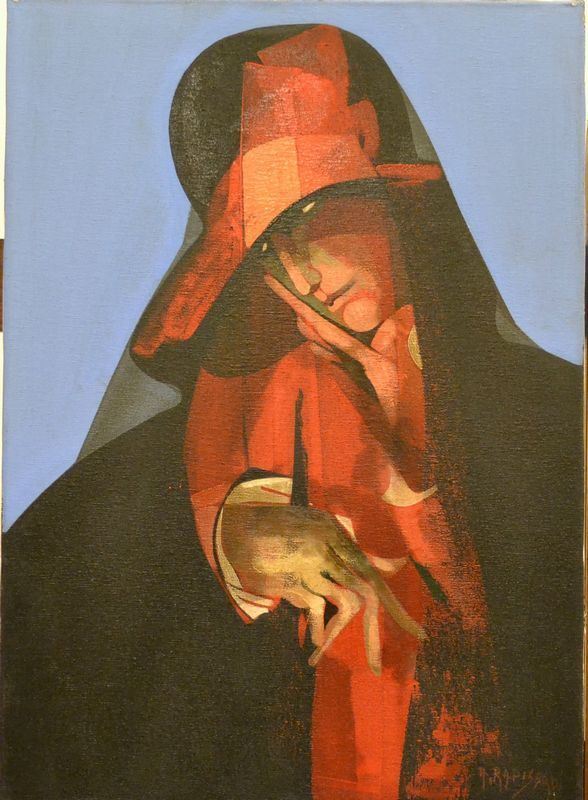 Alfio Rapisardi   (Firenze 1929)   FIGURA FEMMINILE   olio su tela, cm 70x50