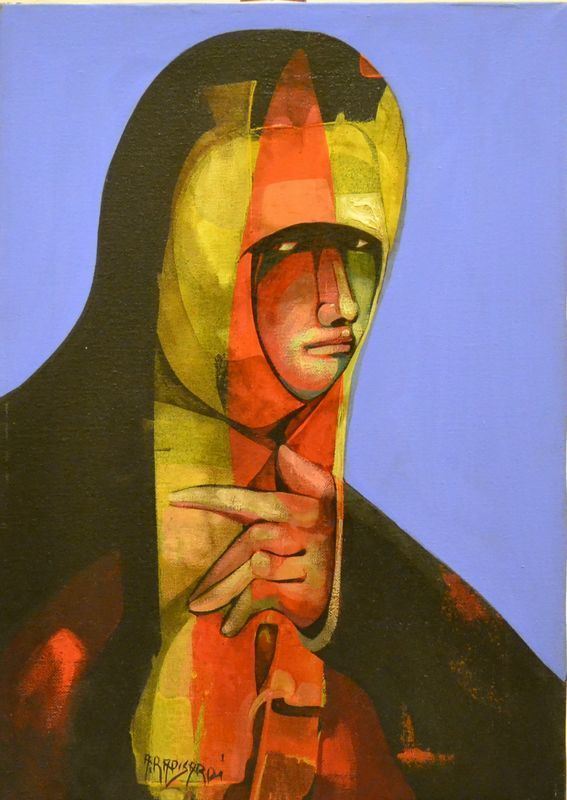 Alfio Rapisardi   (Firenze 1929)   FIGURA FEMMINILE   olio su tela, cm 50x35  - Asta Gioielli, Argenti, Orologi, Antiquariato e Collezionismo - Poggio Bracciolini Casa d'Aste