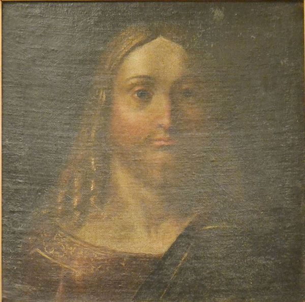 Scuola italiana, sec. XVIII   TESTA DI CRISTO   olio su tela, cm 37,5x37,5
