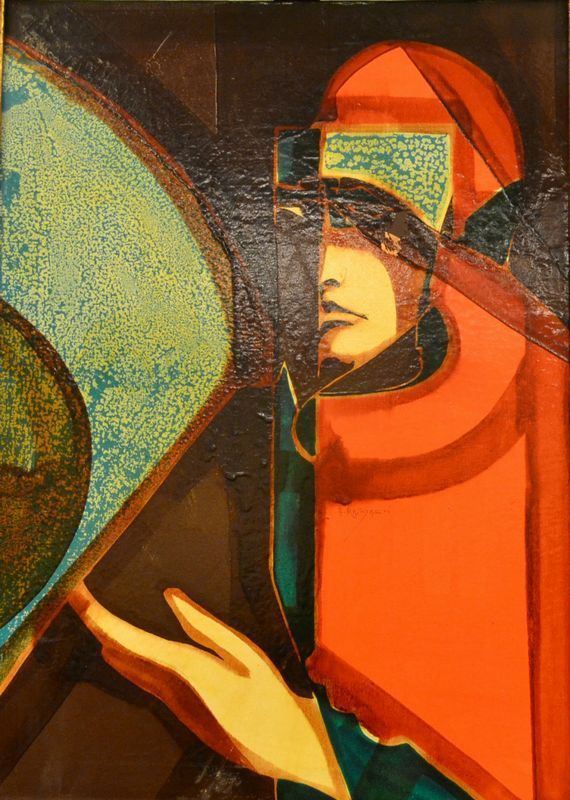 Alfio Rapisardi   (Firenze 1929)  SOGGETTO ASTRATTO   olio su tela, cm 70x50  - Asta Gioielli, Argenti, Orologi, Antiquariato e Collezionismo - Poggio Bracciolini Casa d'Aste