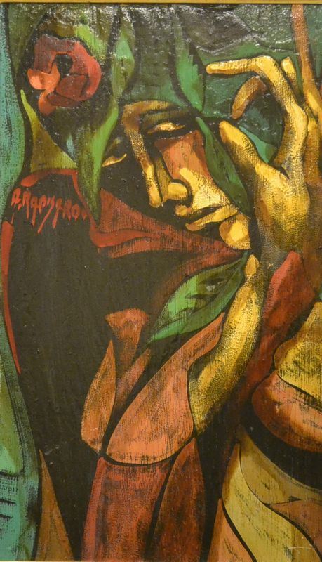 Alfio Rapisardi   (Firenze 1929)  FIGURA FEMMINILE   olio su tela, cm 50x30  - Asta Gioielli, Argenti, Orologi, Antiquariato e Collezionismo - Poggio Bracciolini Casa d'Aste