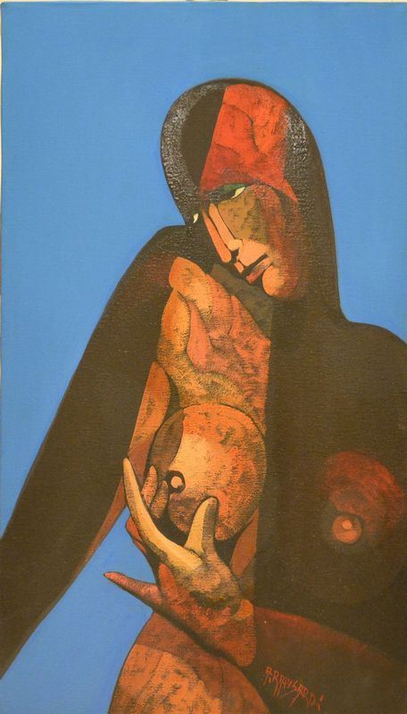 Alfio Rapisardi   (Firenze 1929)   FIGURA FEMMINILE   olio su tela, cm 70x40