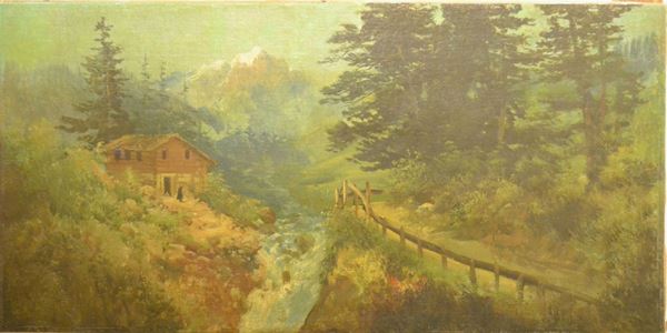 Henry MarkÃ²   (Firenze 1855-Lavagna 1921)   PAESAGGIO MONTANO   olio su tela, cm 30x60