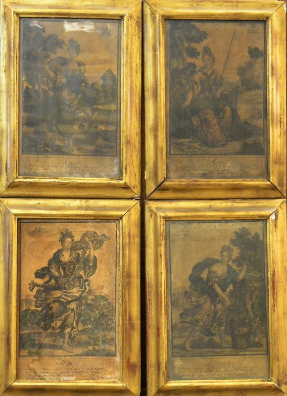 Quattro stampe raffiguranti LE QUATTRO STAGIONI    sec. XVIII (4)