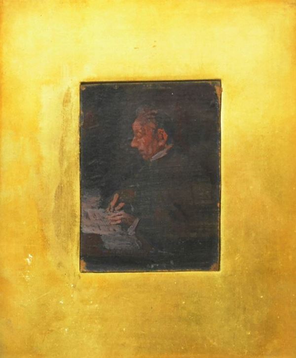 Aldo Carpi   ( Milano 1886-1973 )  PADRE GHIGIONI   olio su cartoncino, cm 8x6