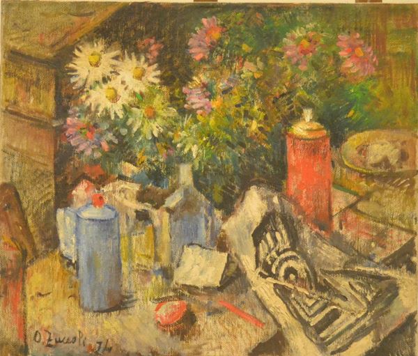 Oreste Zuccoli   (1889-1980)   NATURA MORTA  olio su tela, cm 60x70
