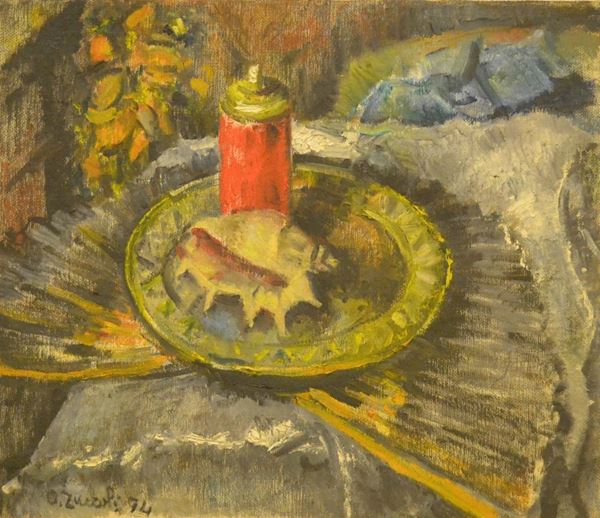 Oreste Zuccoli   (1889-1980)   NATURA MORTA CON CONCHIGLIA   olio su tela, cm 60x70  - Asta Gioielli, Argenti, Orologi, Antiquariato e Collezionismo - Poggio Bracciolini Casa d'Aste