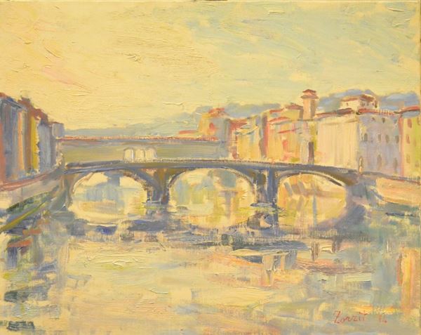Antonio Zorzit    PONTE VECCHIO   olio su tela, cm 40x50
