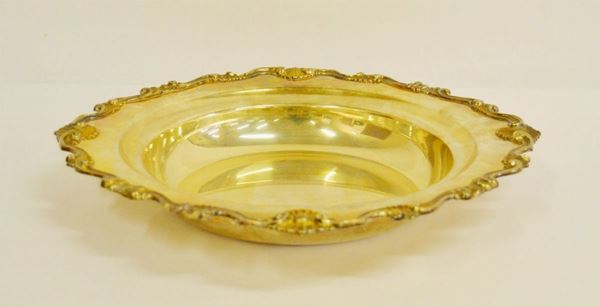 Vassoio, sec. XX, facitore Stefani, di forma rotonda, in argento, diam. cm 40, alt. cm 6, gr. 1550