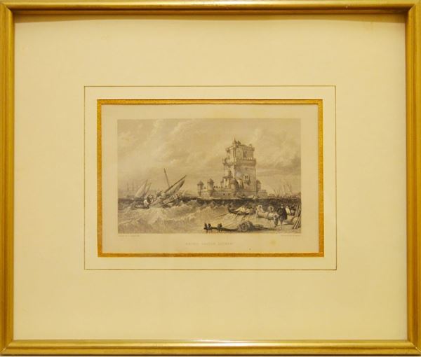BELEN CASTLE LISBON,   stampa in cornice, cm 11x16