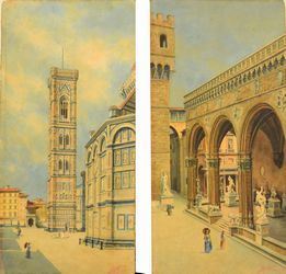 Coppia di acquarelli, sec. XIX,  FIRENZE    - Asta Arredi, oggetti d'arte, dipinti - Poggio Bracciolini Casa d'Aste