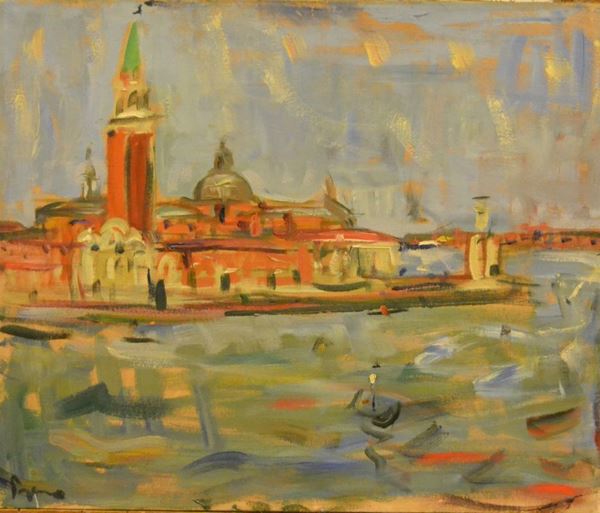 Enzo Pregno (1898-1972)   VENEZIA   olio su tela, cm 60x50  - Asta Arredi, oggetti d'arte, dipinti - Poggio Bracciolini Casa d'Aste