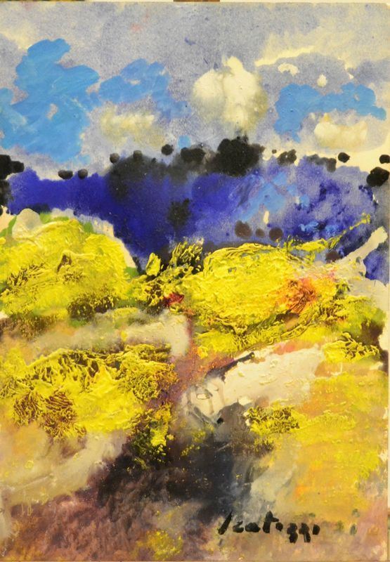 Sergio Scatizzi (Gragnano 1918-Firenze 2009)   PAESAGGIO  , tecnica mista su cartoncino, cm 35x50