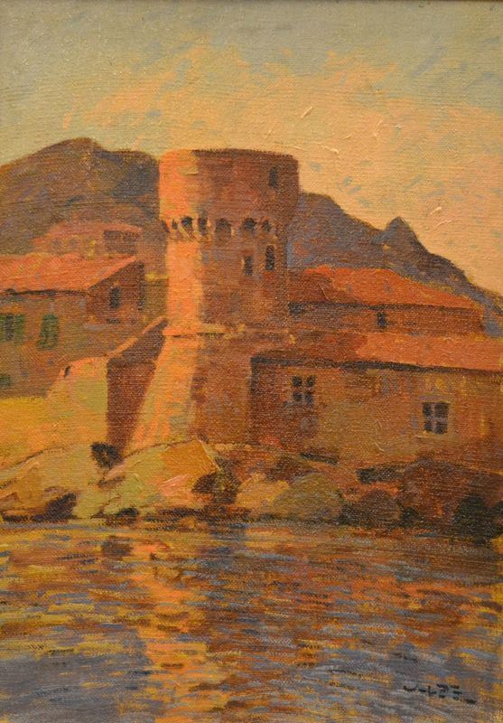 Angiolo Volpe (Livorno 1943    ISOLA DEL GIGLIO,   olio su tela, cm 50x70