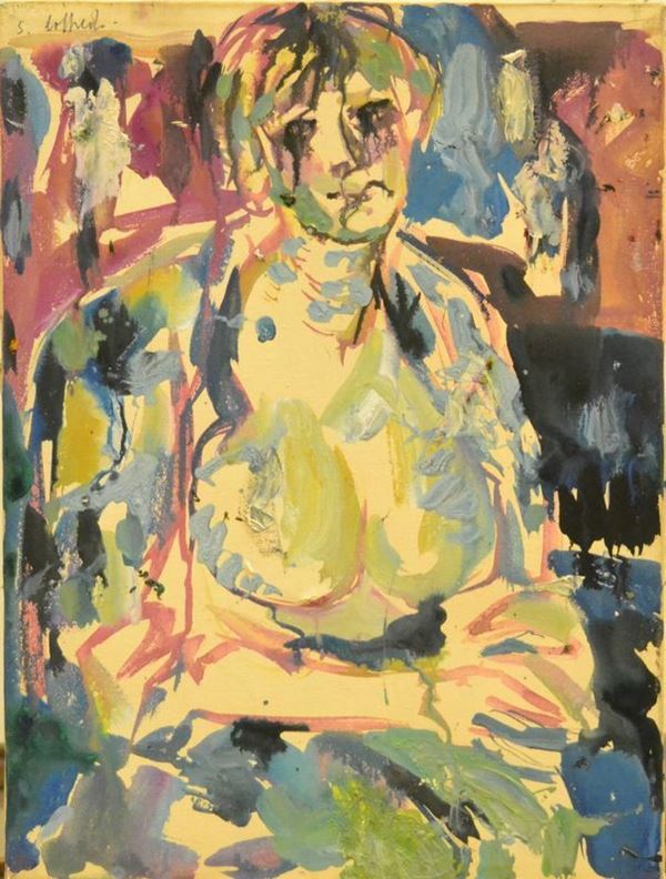 Silvio Loffredo ( Parigi 1920-Trebbiano 2013 )   FIGURA,   olio su tela, cm 30x40, datato 1969