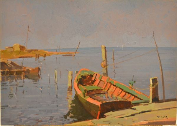 Angiolo Volpe ( Livorno 1943 )   CALAMBRONE,   olio su tavoletta, cm 70x50