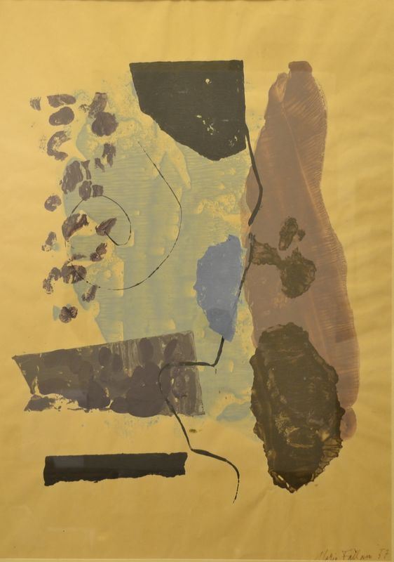 Mario Fallani   MONOTIPO   tempera su carta, cm 57x41   firmato e datato   eseguito nel 1957