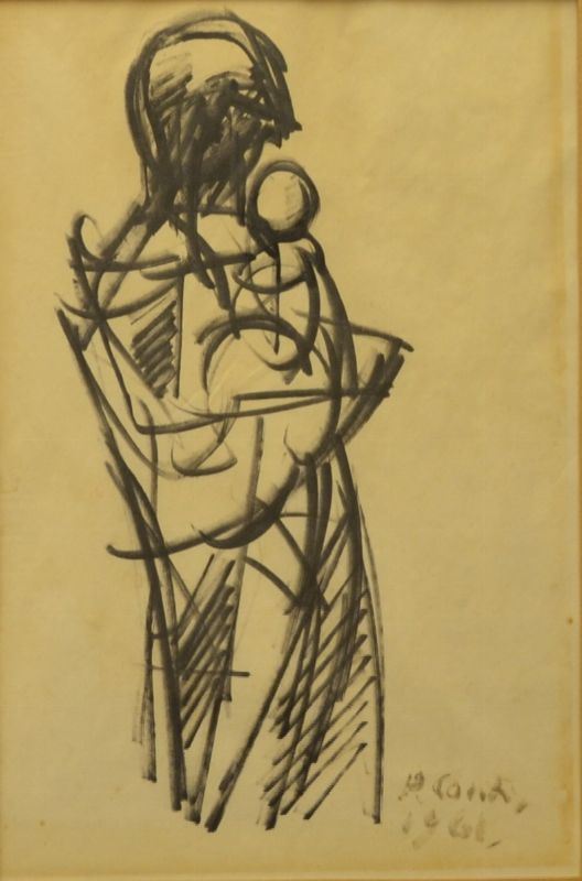 Primo Conti   STUDIO PER MATERNITA'   pastello su carta, cm 29x18,5   firmato