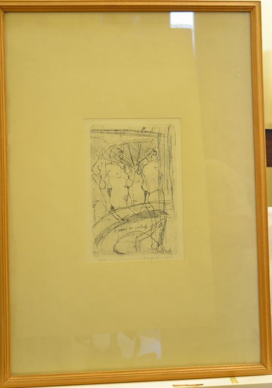 Alberto Manfredi     IL NUMERO DEI VENTAGLI    acquaforte, cm 17x12; es. 3/10, firmato, numerato e datato ,eseguito nel 1958