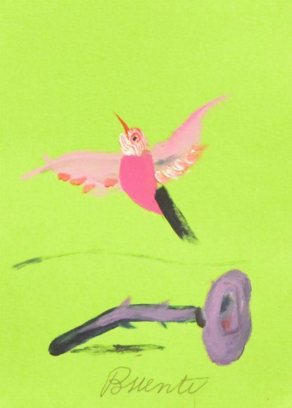 Antonio Possenti ( Lucca 1933 )  UCCELLO IN VOLO  olio su cartoncino, cm 12,5x17