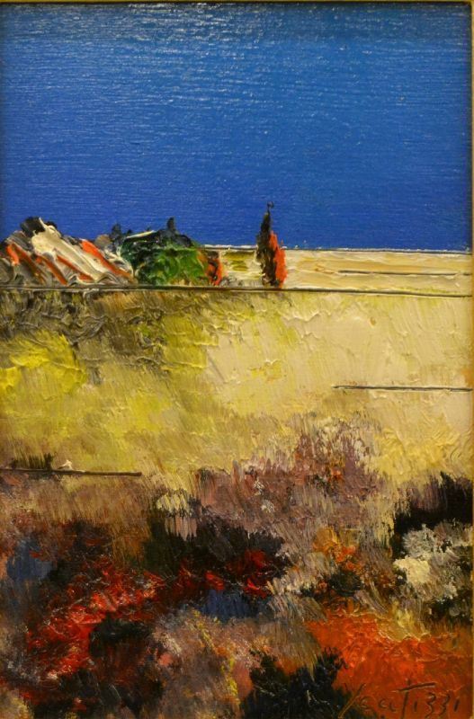 Sergio Scatizzi ( Gragnano 1918-2009 )  SOGGETTO ASTRATTO olio su tavoletta, cm 20x30