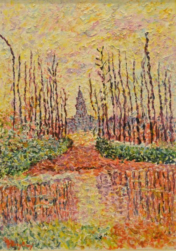 Guido Borgianni ( New York 1915-Firenze 2011 )  PAESAGGIO  olio su tela, cm 50x70