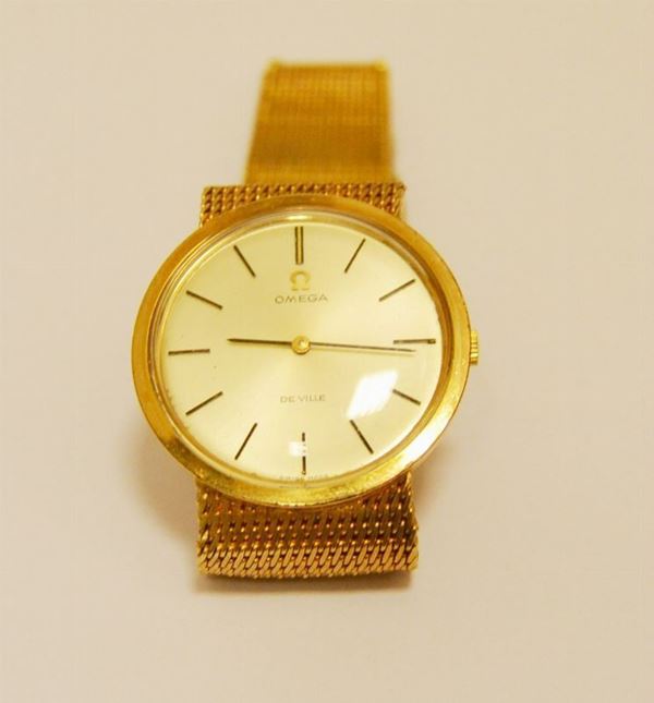 Orologio da polso omega de ville con cassa e cinturino in oro giallo g 60