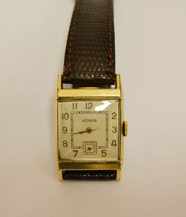 Orologio da polso le coultre anni 30 con cassa in oro cinturino pelle  (da revisionare)