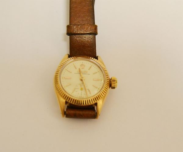 Orologio da polso per signora rolex anni 70  cassa in oro rosa quadrante bianco movimento  automatico ref. 101179