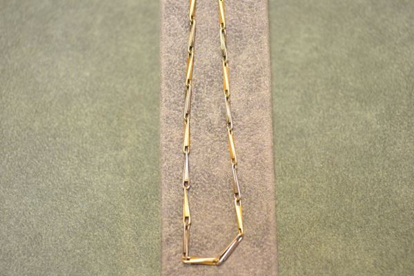 Catenina in argento e oro giallo a maglie sottili e allungate, g 11
