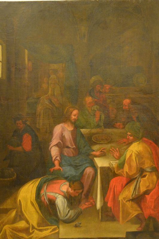 Scuola Italiana, sec. XVIII,   GESU' E MADDALENA,   olio su tela, cm 118x175