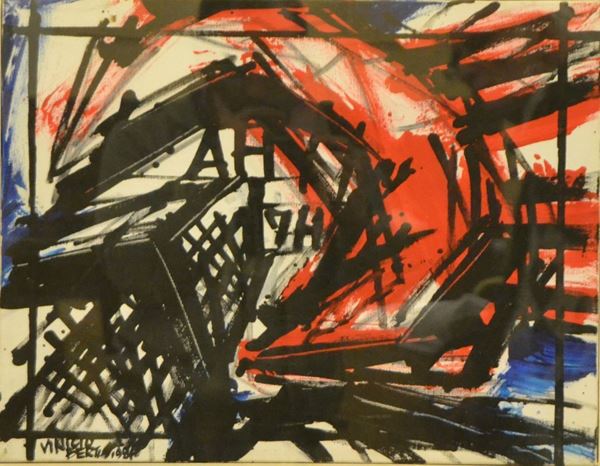 Vinicio Berti   ( Firenze 1921-1991 )   ASTRATTO   olio su tela, cm 35x45  - Asta Arredi, oggetti d'arte, dipinti - Poggio Bracciolini Casa d'Aste