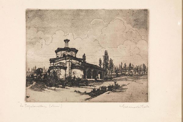 LA POZZOBONELLA     Acquaforte. mm 174x230                                                      Carlo Casanova incisore. Firmata a matita.